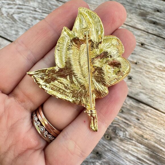 Vintage Jewelry Enamel Yellow Rose Brooch Pin - Picture 2 of 2